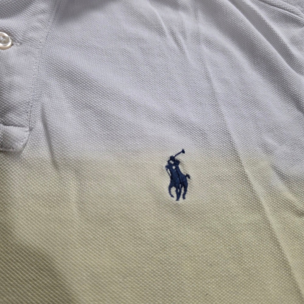 Polo Ralph Lauren Polo Shirt Mens M White Yellow Blue Ombre Dip Dye Classic Fit - Picture 2 of 7